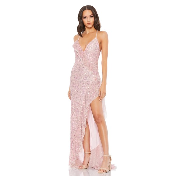 Mac Duggal Dresses & Skirts - NWT MAC DUGGAL $298 Cut Away Ice Pink Sequined Gown Size 2